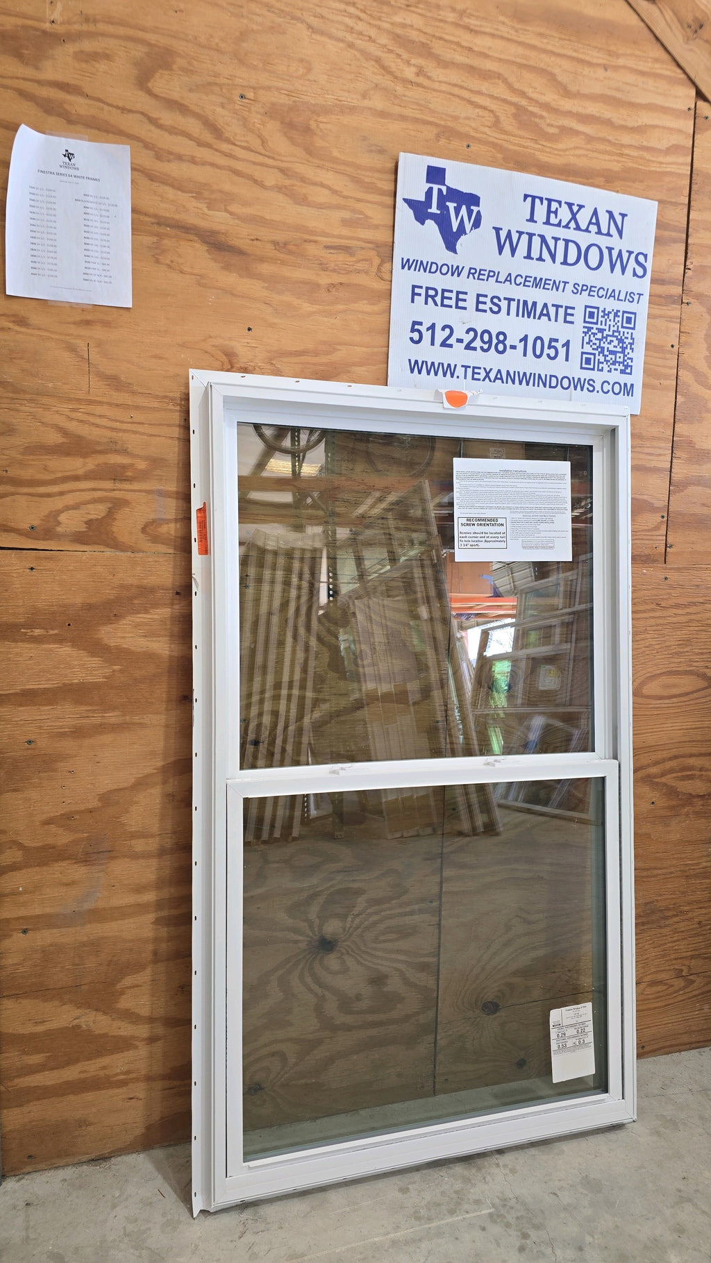 35.5 x 59.5 White Vinyl Single Hung Window - Finestra 64 Series