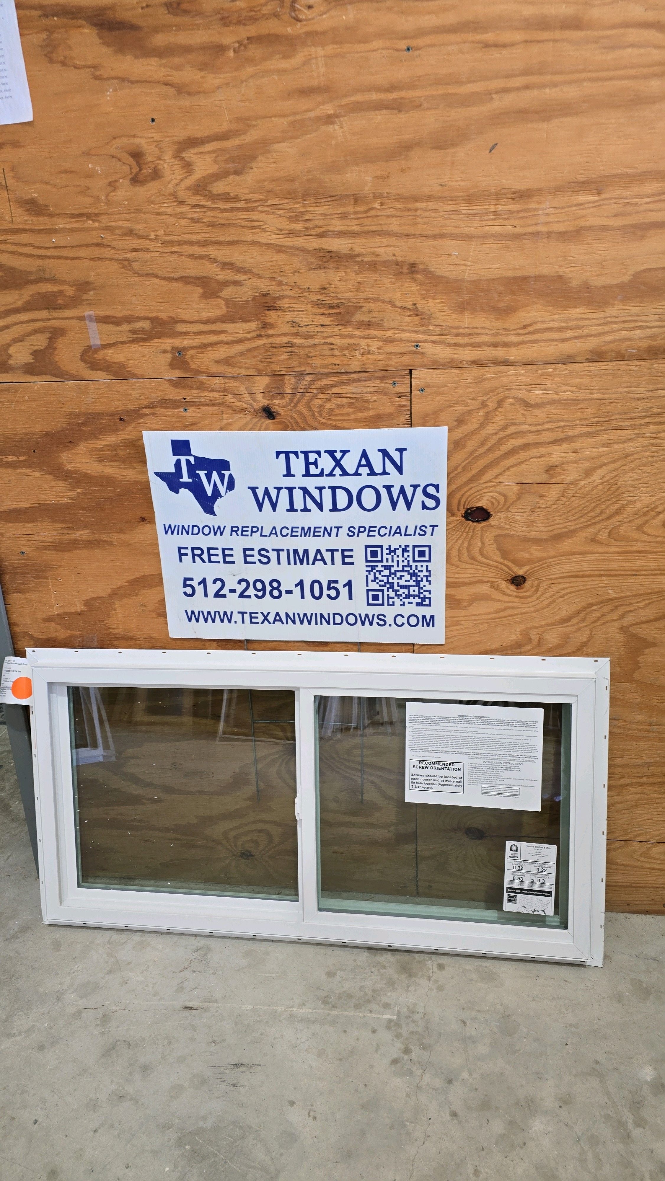 47.5 x 23.5 White Vinyl Horizontal Sliding Window - Finestra 64 Series