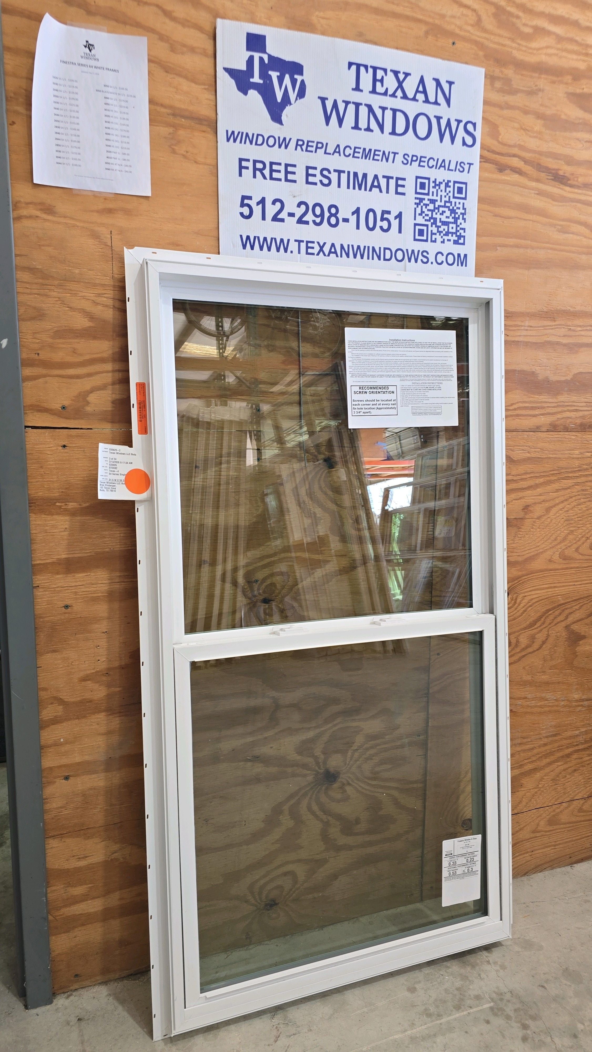 31.5 x 59.5 White Vinyl Single Hung Window - Finestra 64 Series