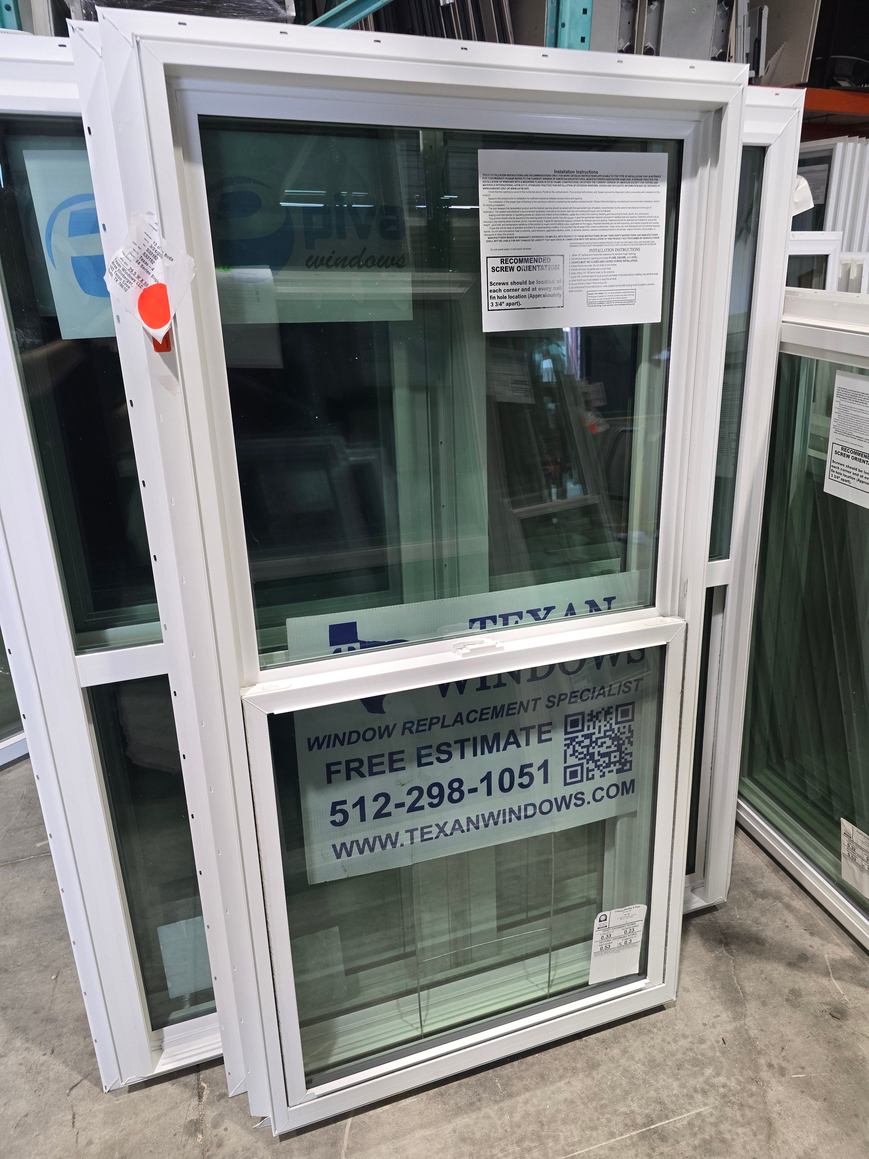 29.5 x 59.5 White Vinyl Single Hung Window - Finestra 64 Series